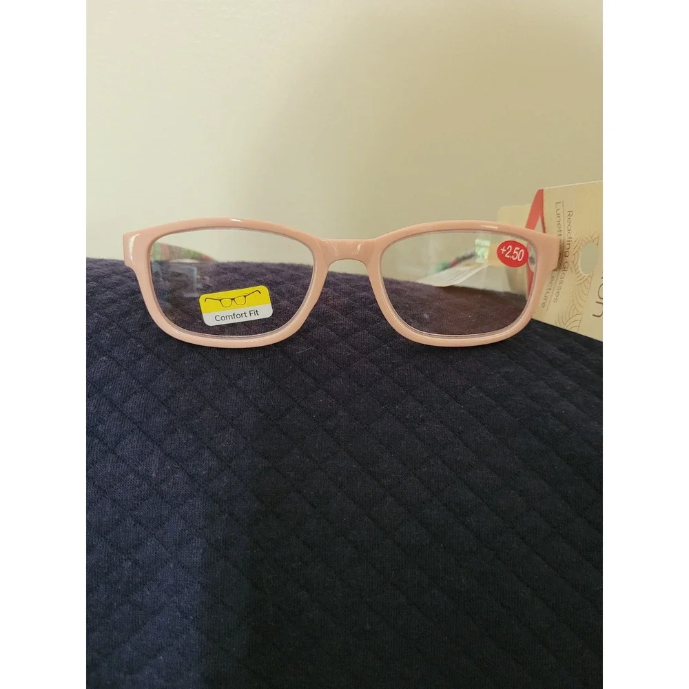 Reading Glasses Pink Botanical Tropical +2.50 ComfortFit Rectangular Readers NWT